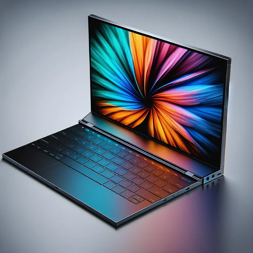 "HP's innovative 17-inch foldable OLED laptop concept showcased in a sleek design, highlighting its flexible display and futuristic features, representing a potential shift in portable computing technology."