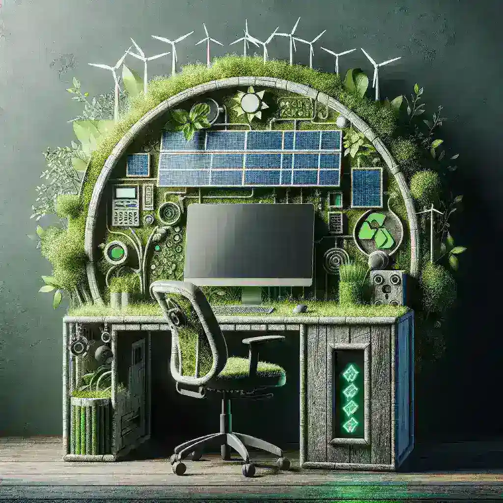 "Image of Dell's eco-friendly workstation showcasing sustainable design and materials, highlighting the company's commitment to environmental responsibility in technology."
