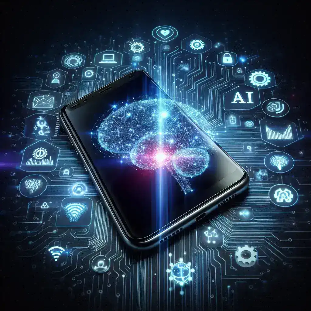 "Qualcomm's On-Device AI technology showcased in a mobile device, illustrating its impact on reducing latency and enhancing user experience in mobile applications."